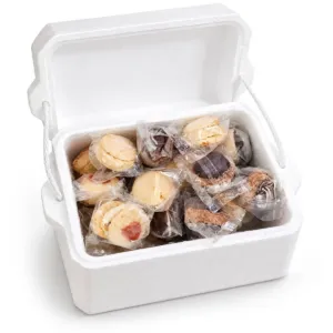 Foam box filled with Cookies and Cream mini Ice-cream sandwiches