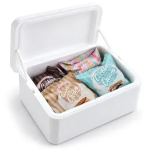 Foam box filled with Cookies and Cream Ice-cream sandwiches