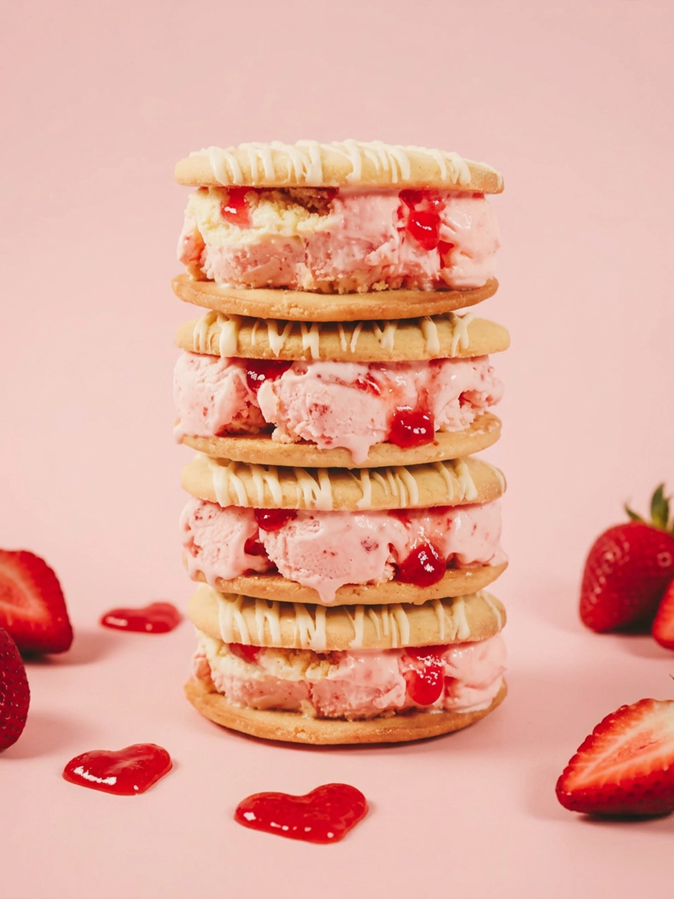 4 Strawberry Shortcake Ice Cream Sandwich stacked 4 Strawberry Shortcake Ice Cream Sandwich stacked